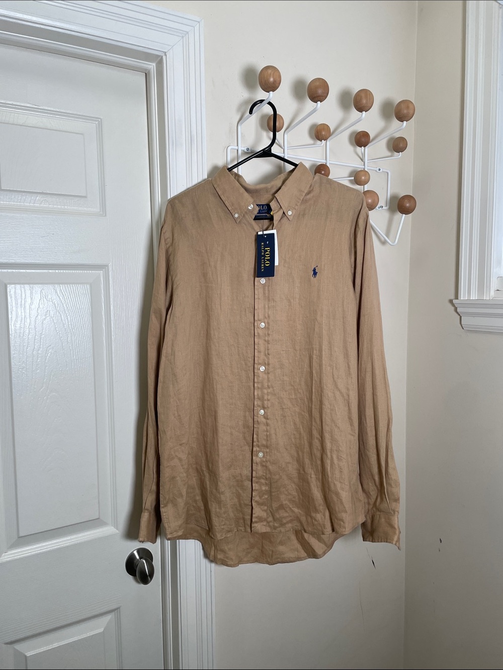 Ralph Lauren - NWT Classic Fit Linen Long Sleeve button Down - Tan - L